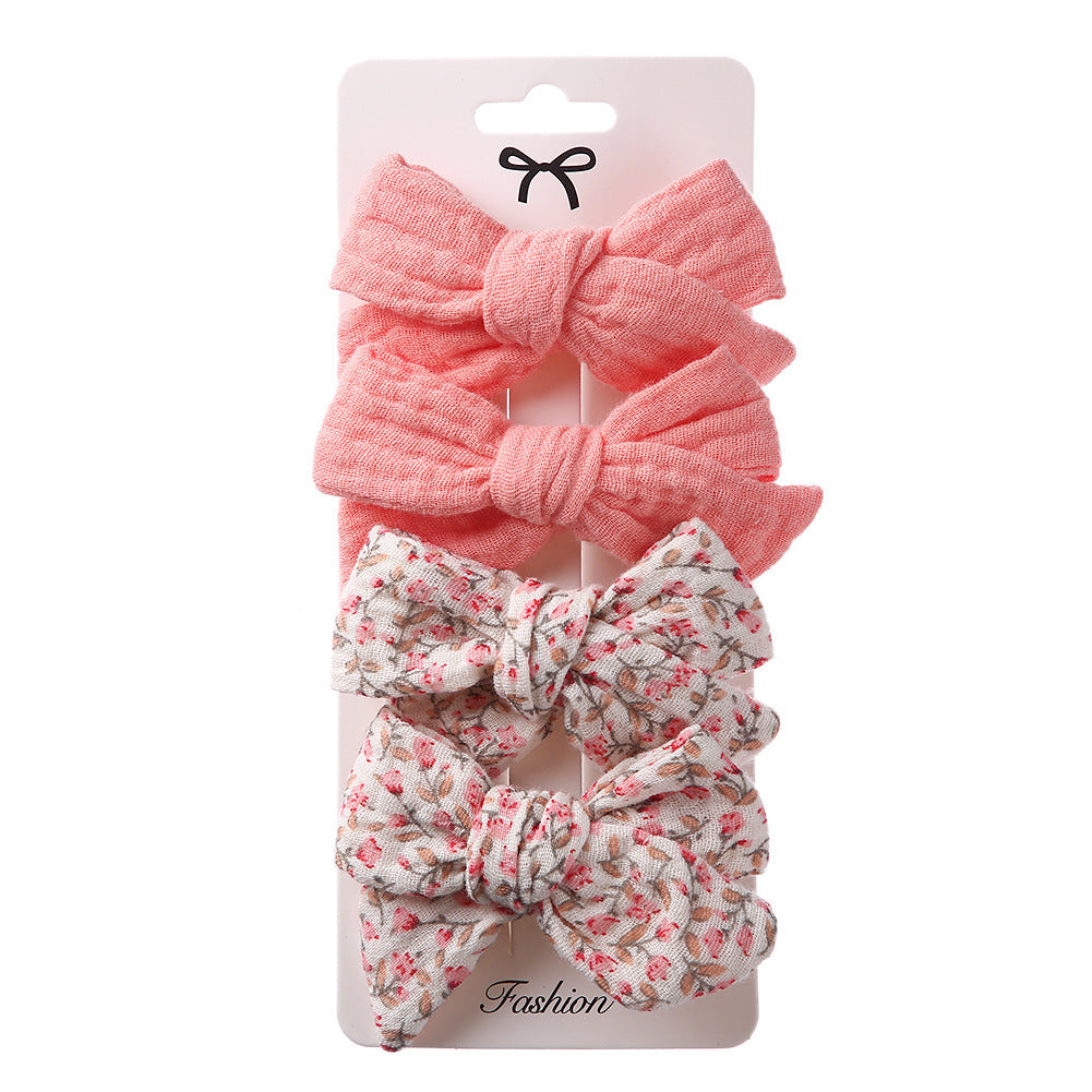 Children's Plaid Bow Hair Clips, 4-Pack