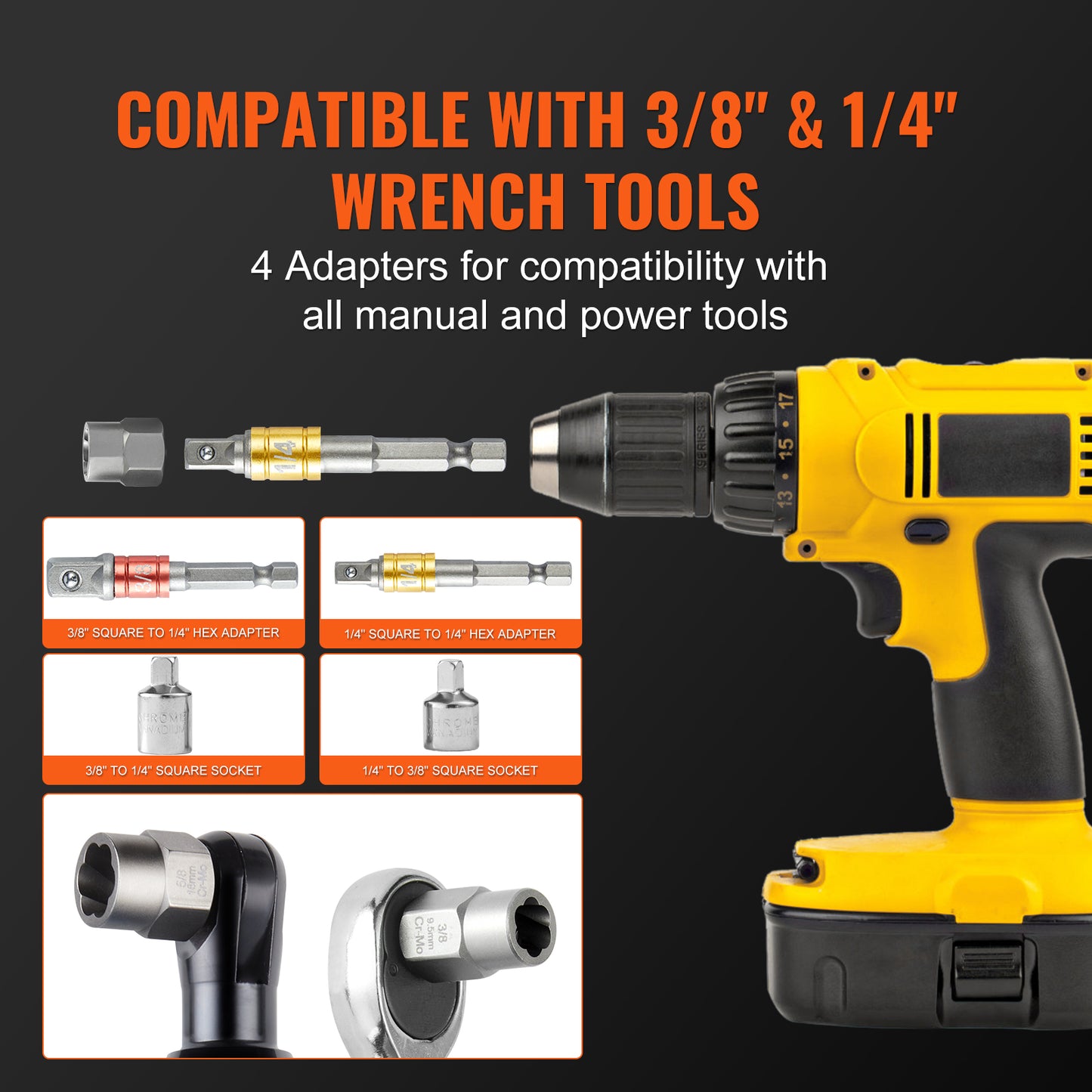 29-Piece Bolt Extractor Set for Damaged Rusted Bolts and Nuts - Steel Socket Wrench Kit