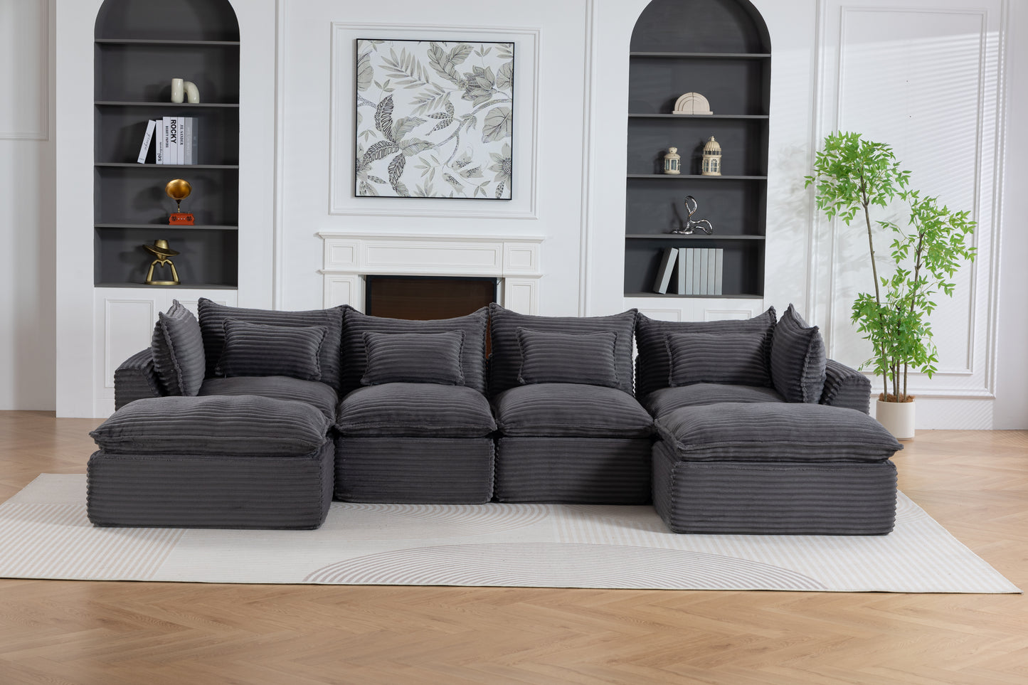 Oversized Modular Sectional Sofa - 129.8" Wide, Antique Grey