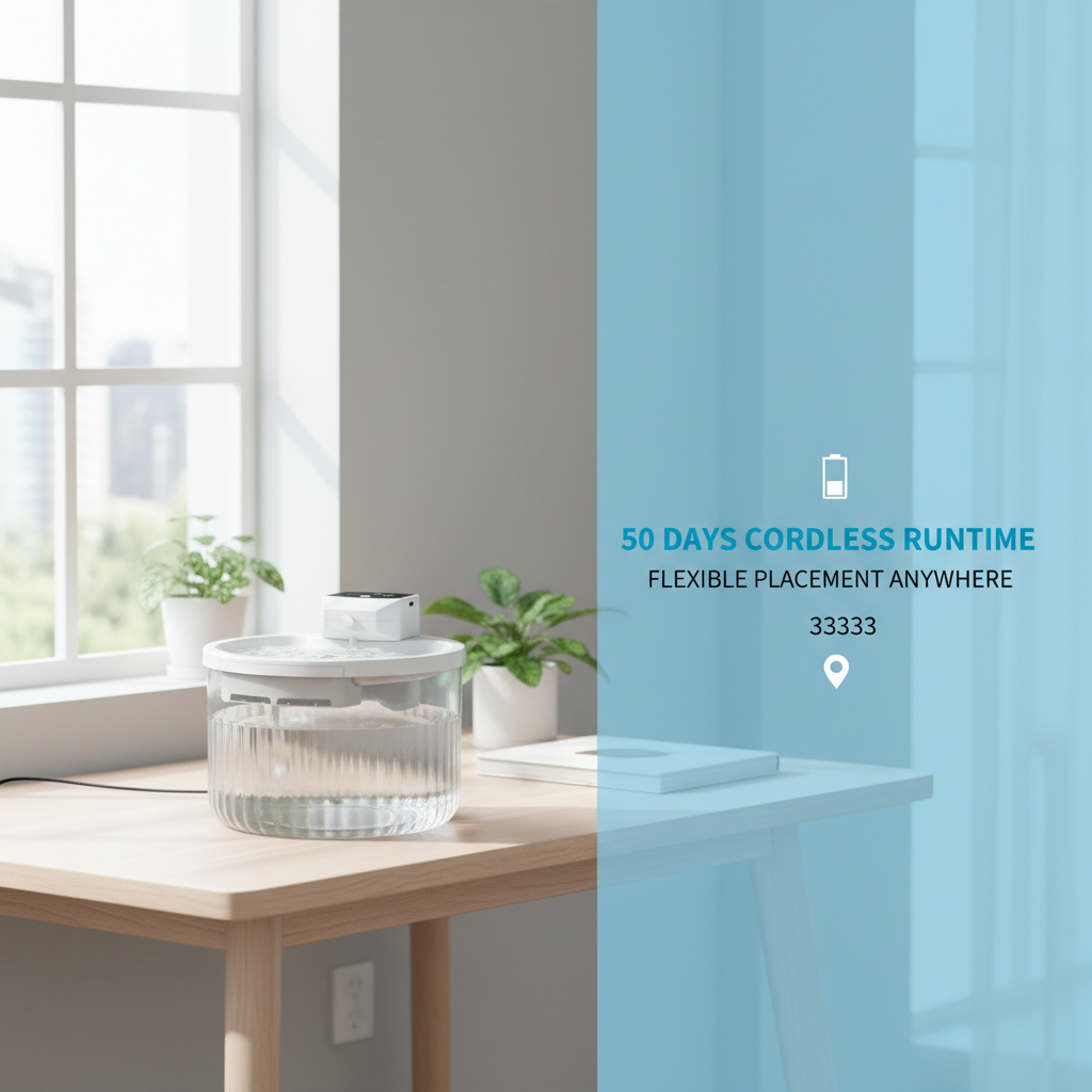 2000ML Rechargeable Wireless Pet Water Fountain with Motion Sensor - Circulating Running Water Bowl for Kittens and Puppies