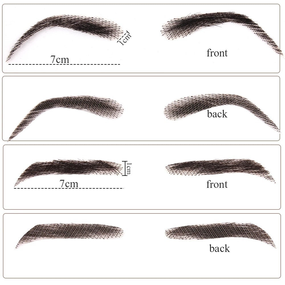 Real Human Hair False Eyebrows Set - Hand-Knotted Lace Wig for Makeup