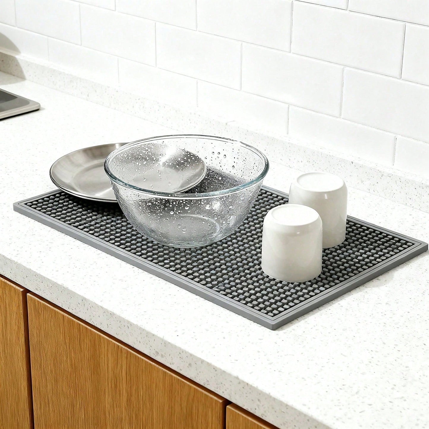Set Of 2 18x12 Inch Heat Resistant Rubber Drying Mats, Multi Purpose