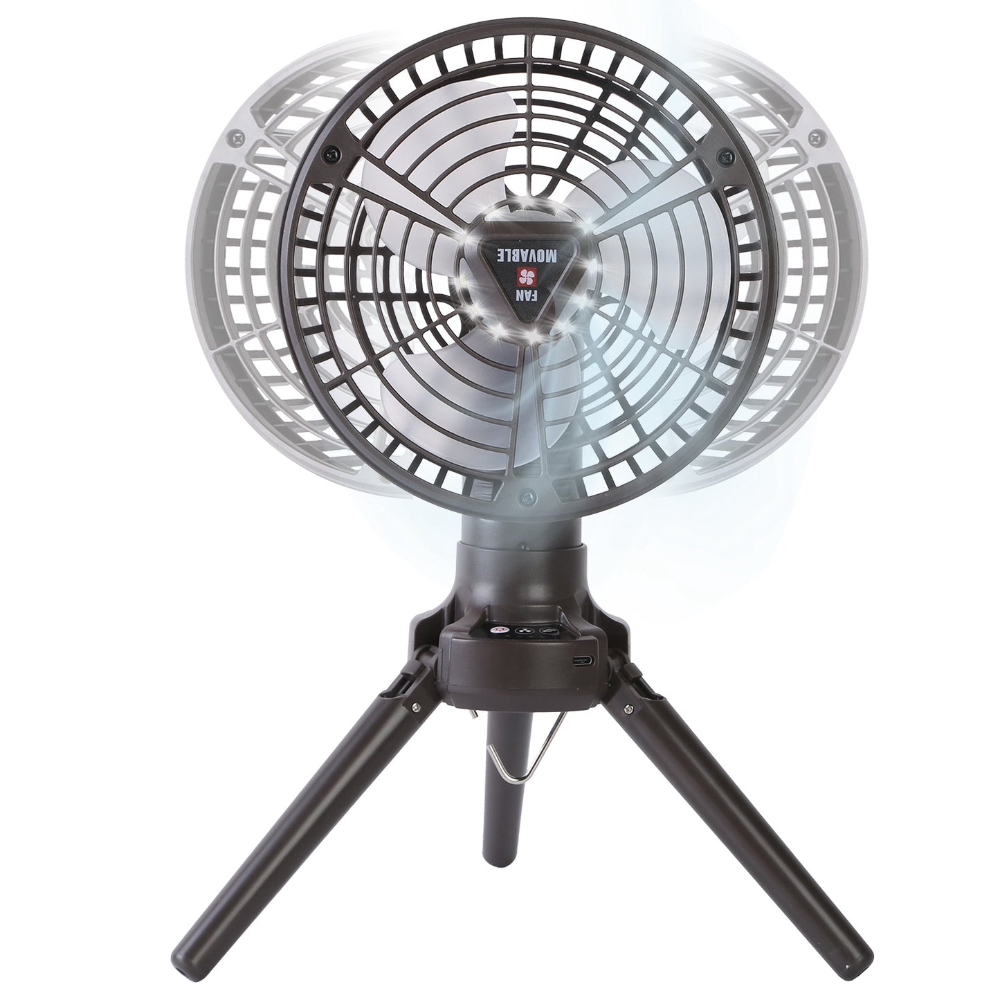 10400mAh Portable Camping Fan with LED Light - Black