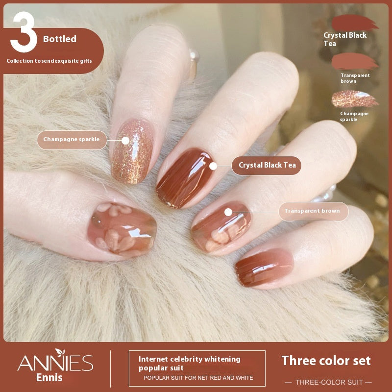 Three-Color Gel Nail Polish Set for Manicure - Nude, Purple, Orange