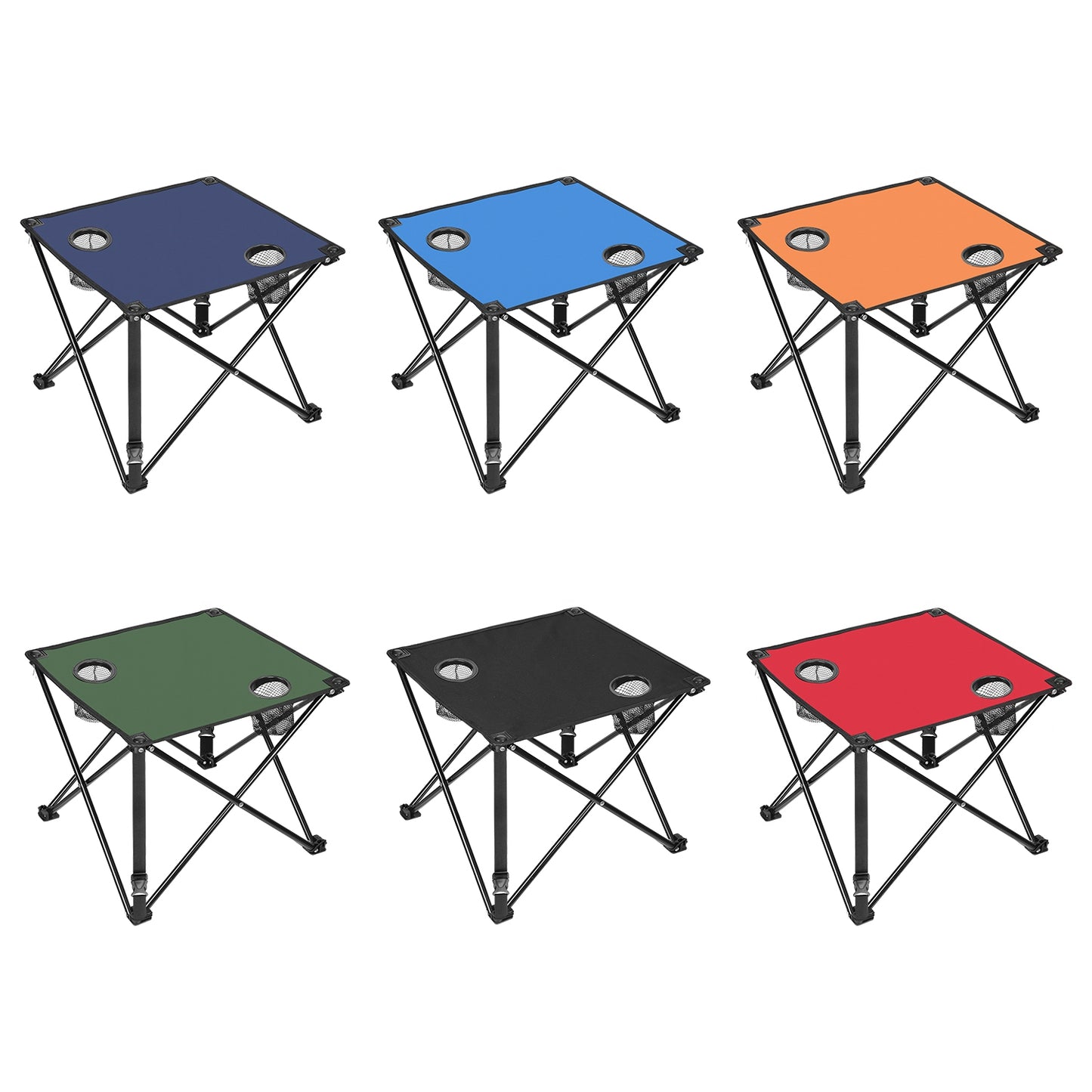 Portable Folding Camping Table with Cup Holders - Multiple Colors & Sets