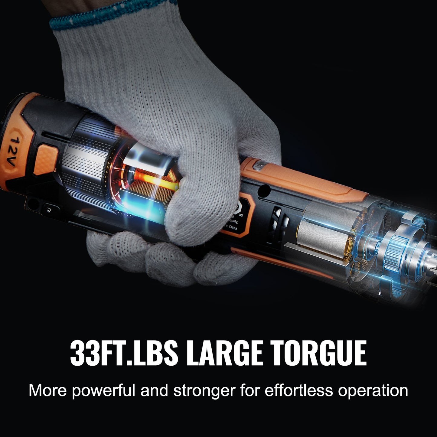 Cordless Electric Ratchet Wrench Set 12V 33 ft-lb Power Tool with 2 Batteries & 10 Sockets