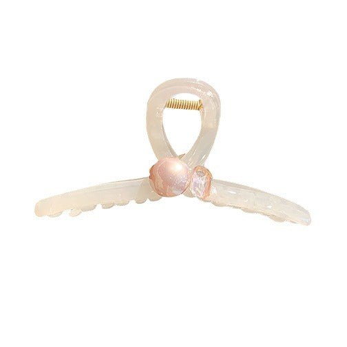 Summer Pearl Crystal Hair Grip - Large Cross Style Hair Accessory for Women