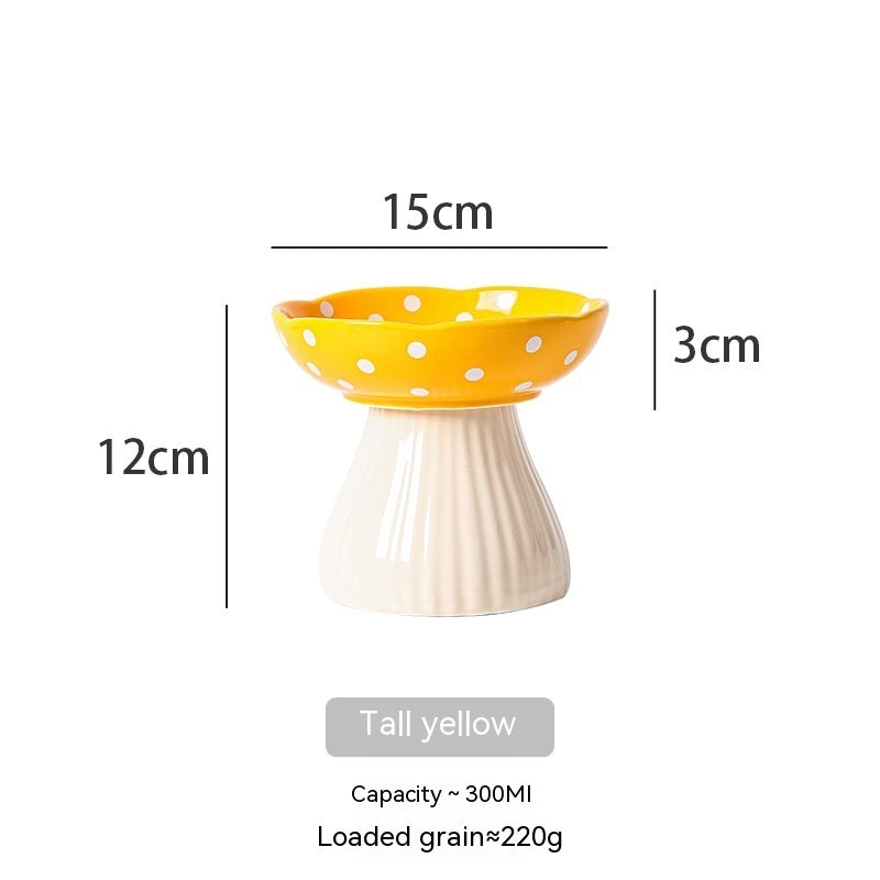 High Foot Ceramic Cat Food Bowls - Anti Roll Pet Tableware for Cats