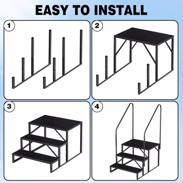 Heavy Duty Pool Steps with Handrail - 660 Lbs Capacity