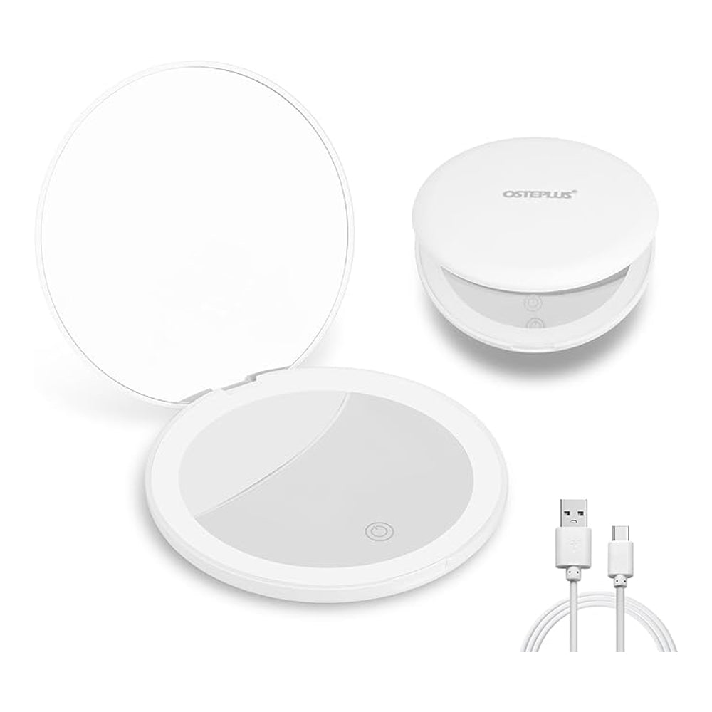 Portable LED Travel Makeup Mirror - 1x/2x Magnifying Compact Mirror