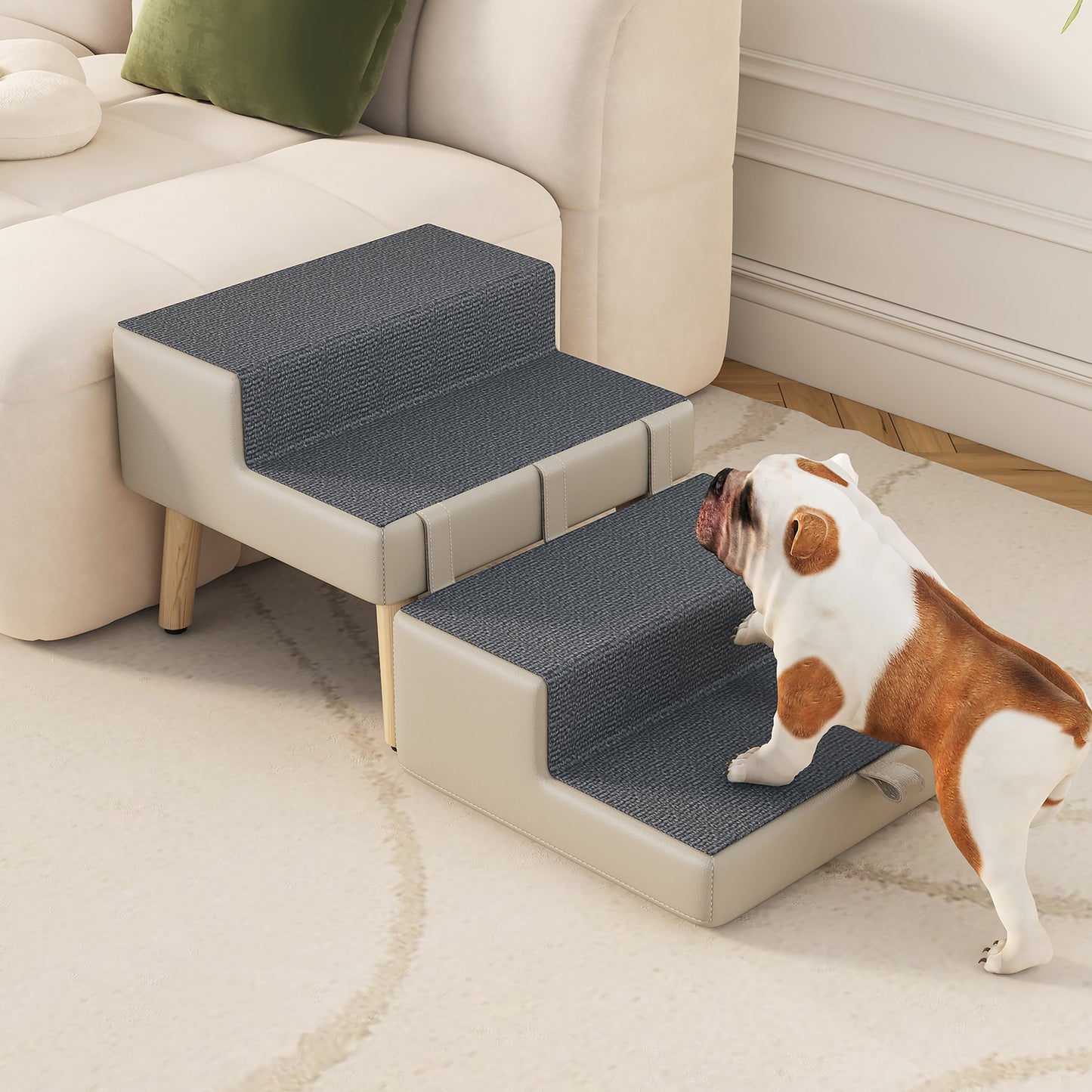Foldable 4-Step Dog & Pet Stairs Ramp for Sofa Bed - Support Up To 220lbs