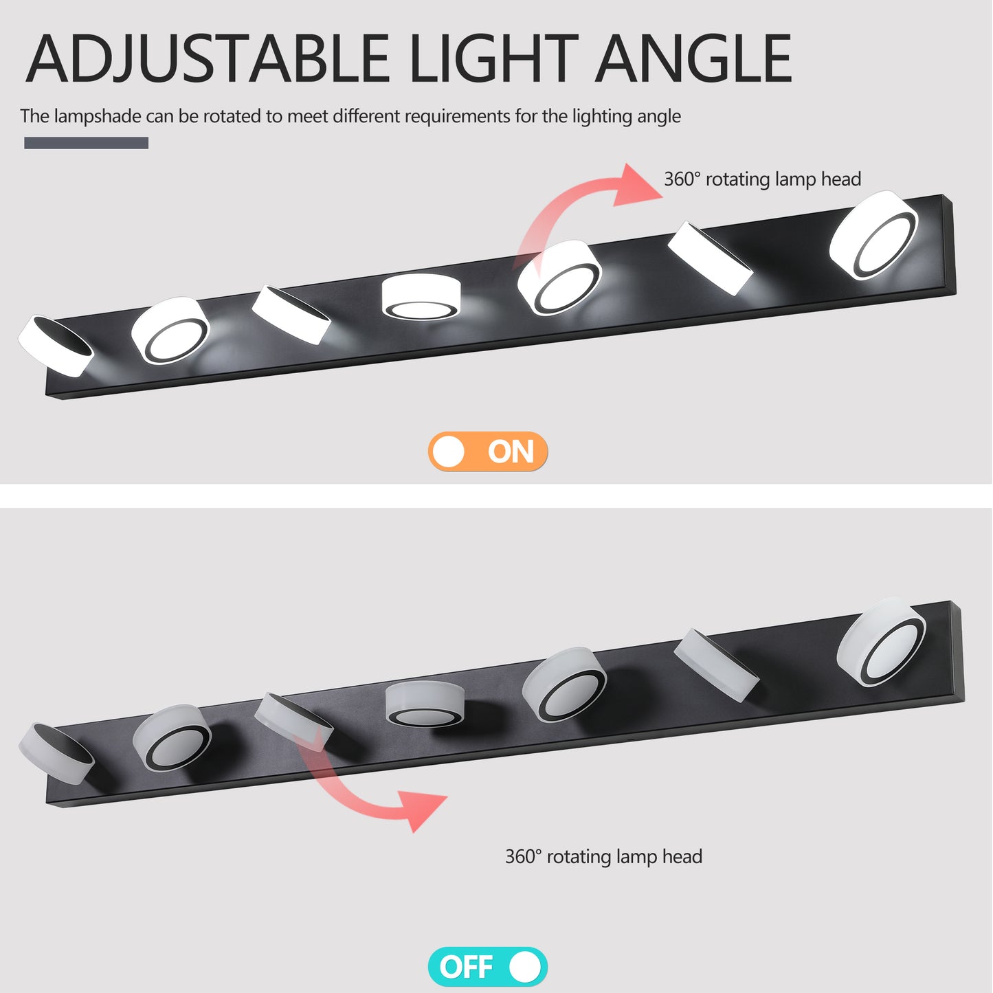 Modern 7-Light LED Wall Sconce - Black Iron with Acrylic Shades
