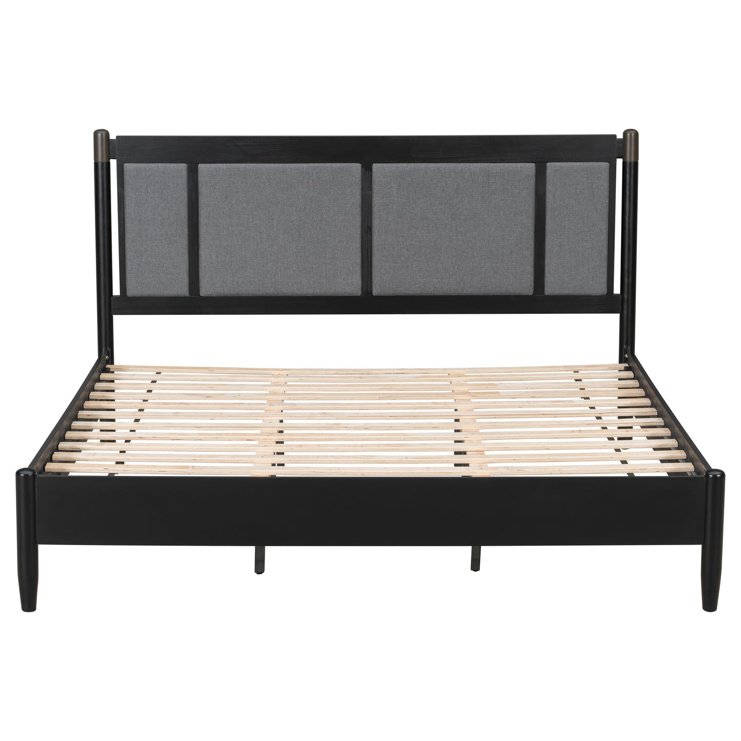 Solid Wood King Bed, Heavy Duty 600 Lbs Support, No Box Spring