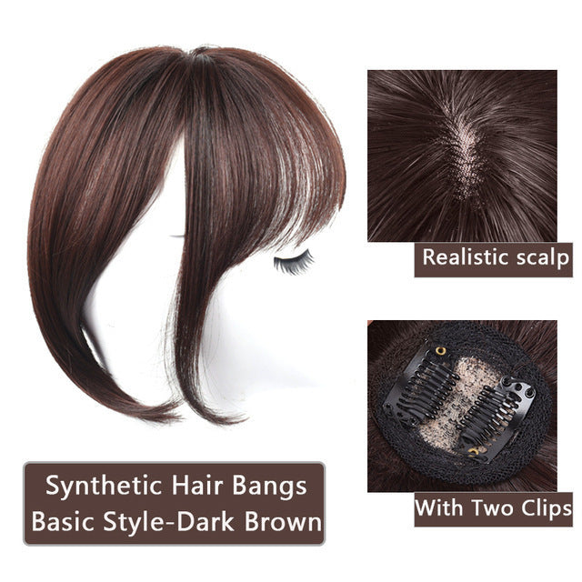 3D Bangs Straight Replacement Hair Covering Wig Set - High-Temp Fiber