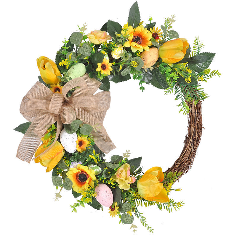 40cm Easter Rattan Door Hanging Wreath Home Decor