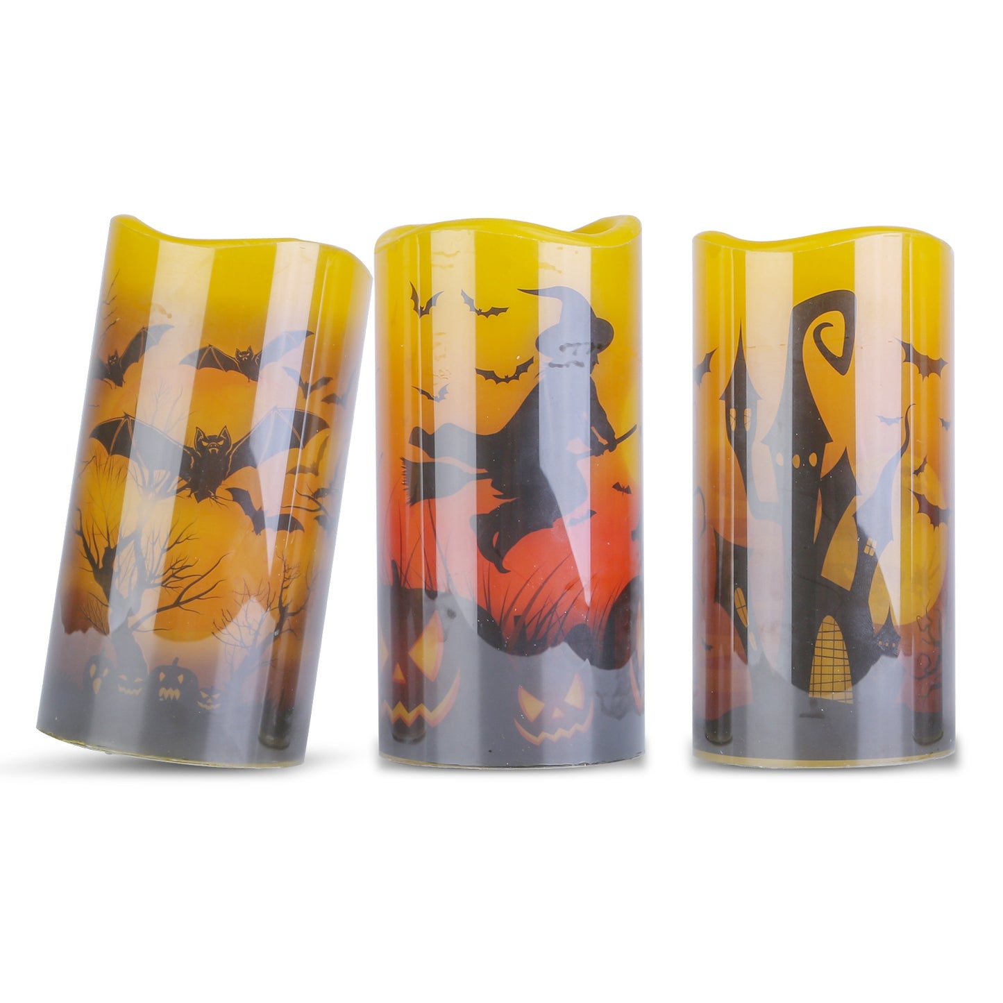 Halloween Flameless Candle Set with Timer - 3 Pack