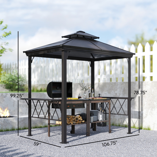 Garden Pergola for Cooking and Grilling - 8.9 x 4.9 ft Vented Canopy, Aluminum Frame