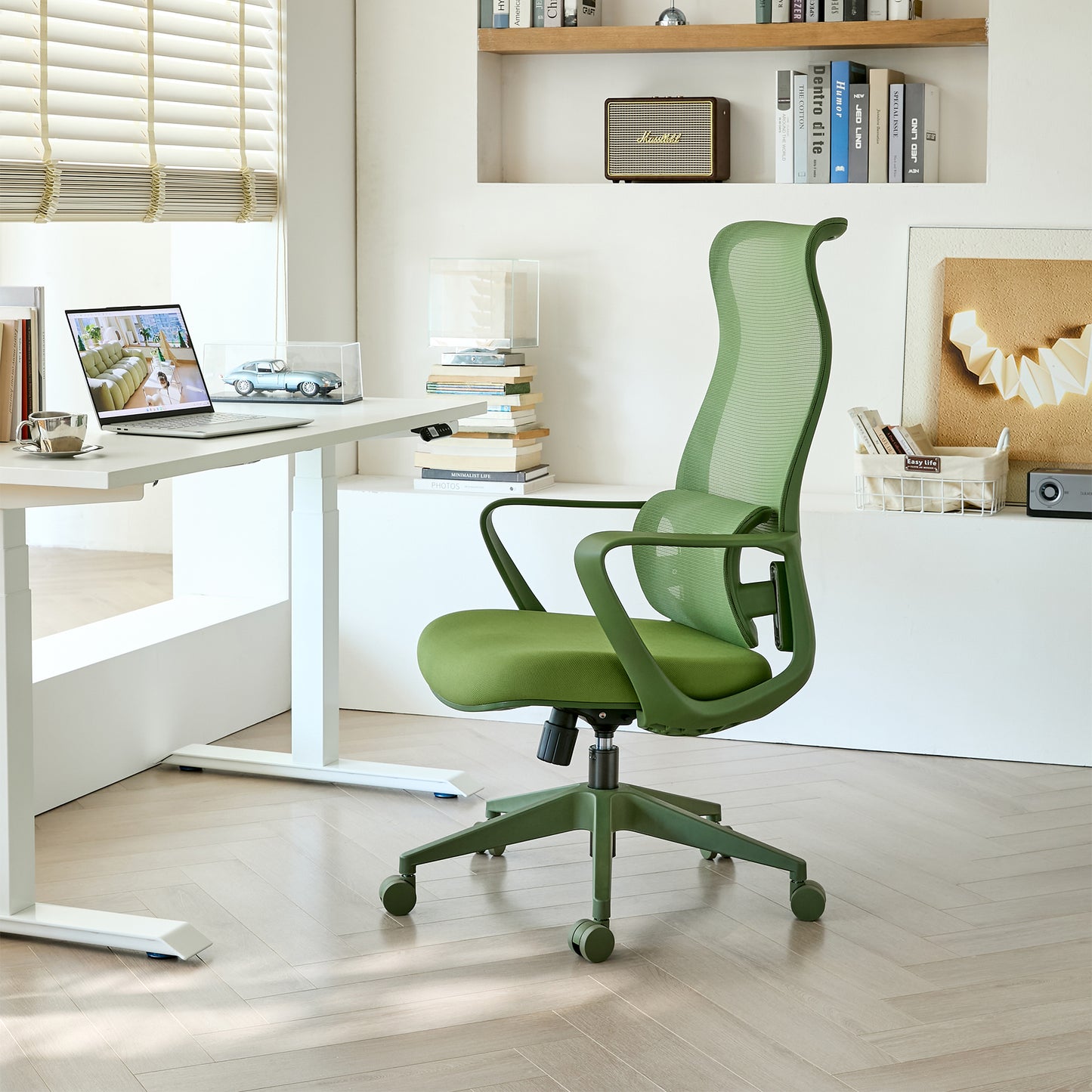 Ergonomic Green Office Chair with Adjustable Lumbar Support