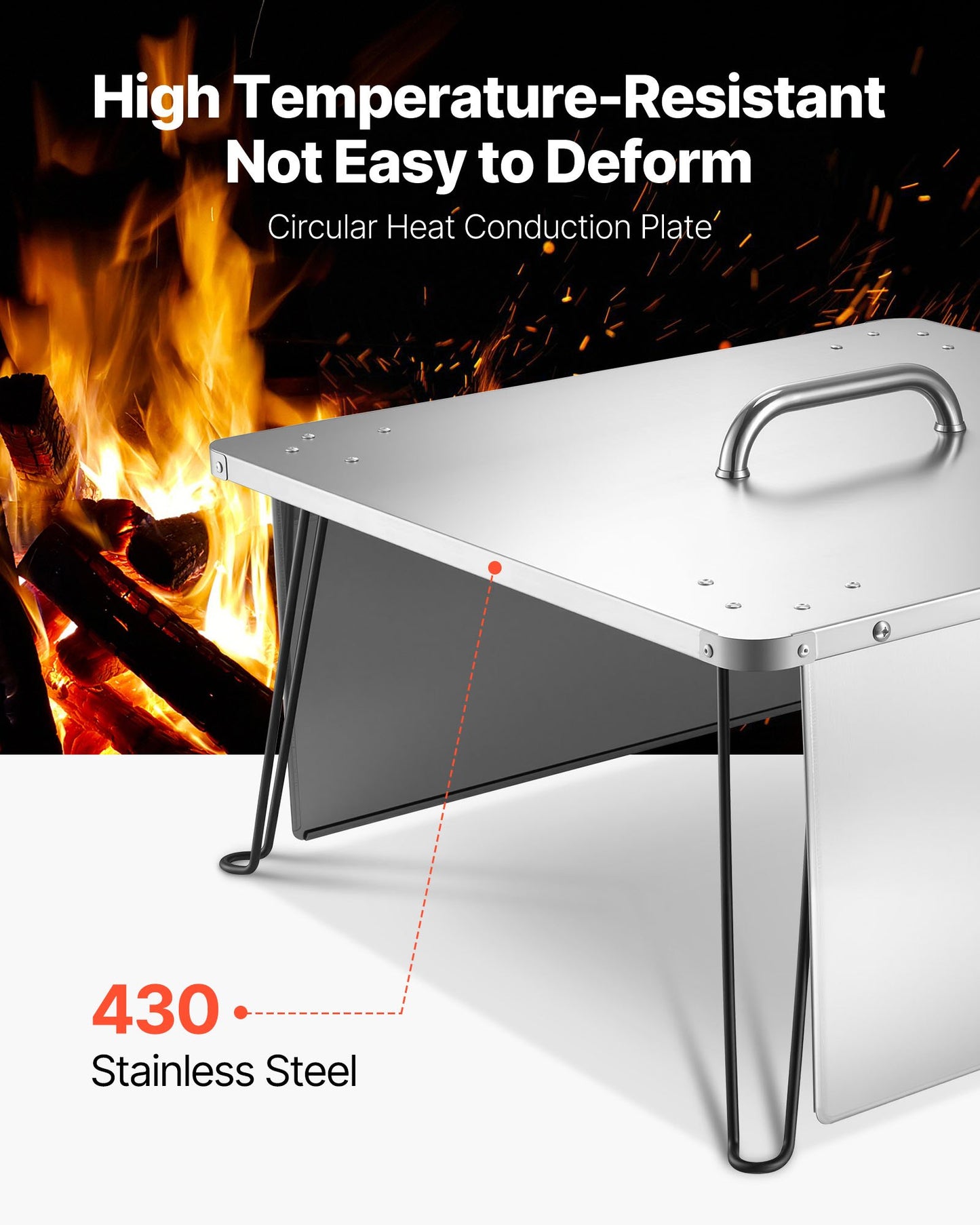Stainless Steel Fire Pit Heat Deflector 25x25x14 Inch Outdoor Burner Cover
