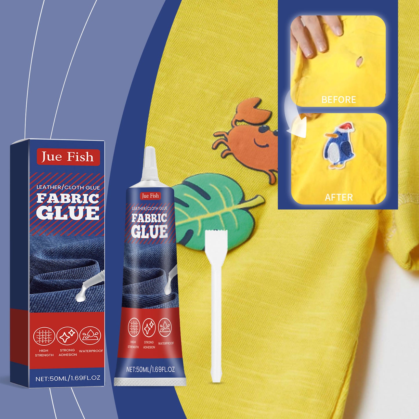 Fabric Adhesive Glue 100g with Scraper for Fabric Repair & Wall Crack Fix