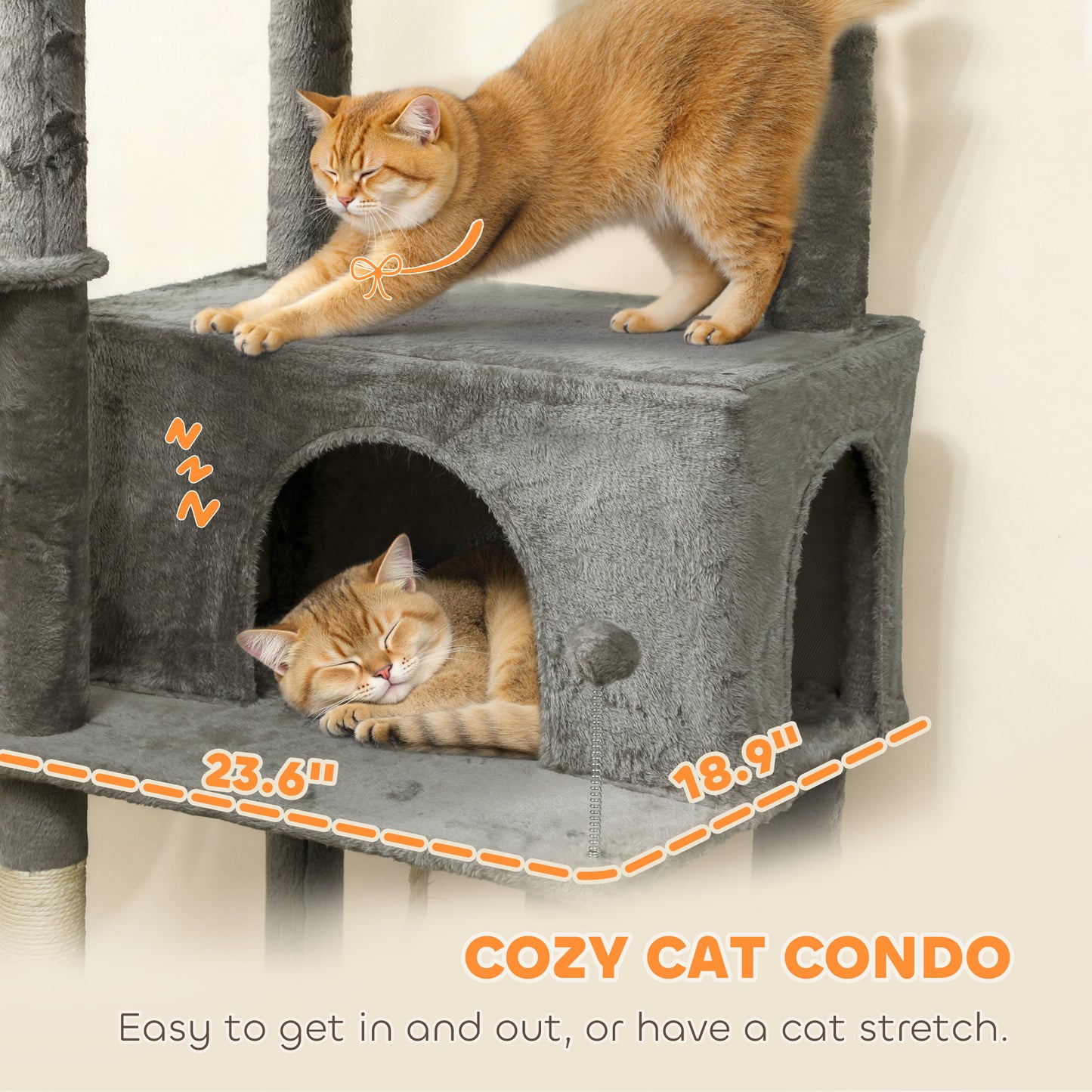80-Inch Multi-Level Cat Tree Tower with Condos Hammocks & Scratching Posts