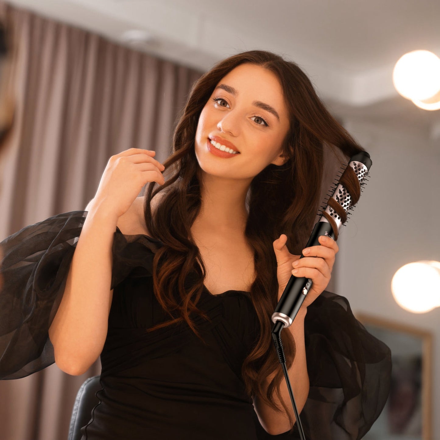 5-in-1 Curling Iron Wand Set with Interchangeable Barrels & Heat Control