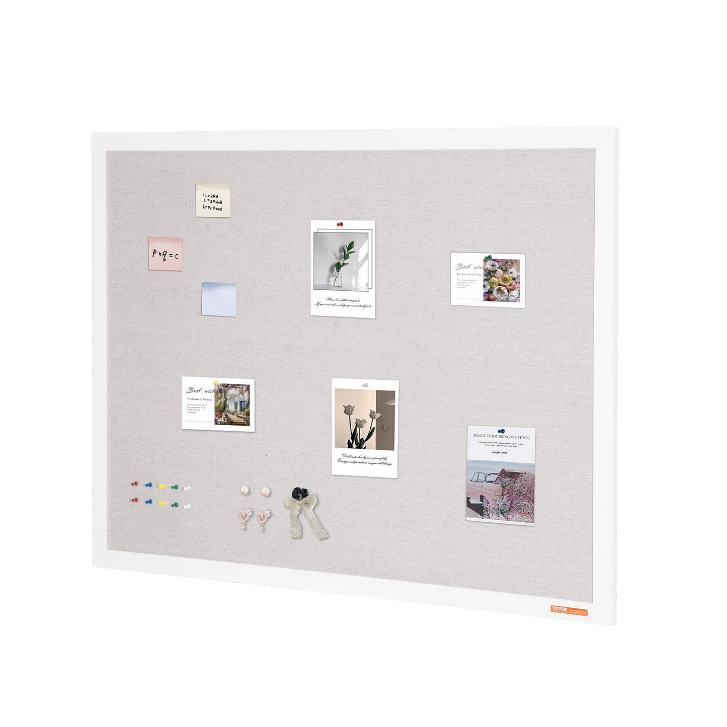 48" x 36" White Cork Bulletin Board with Linen Surface