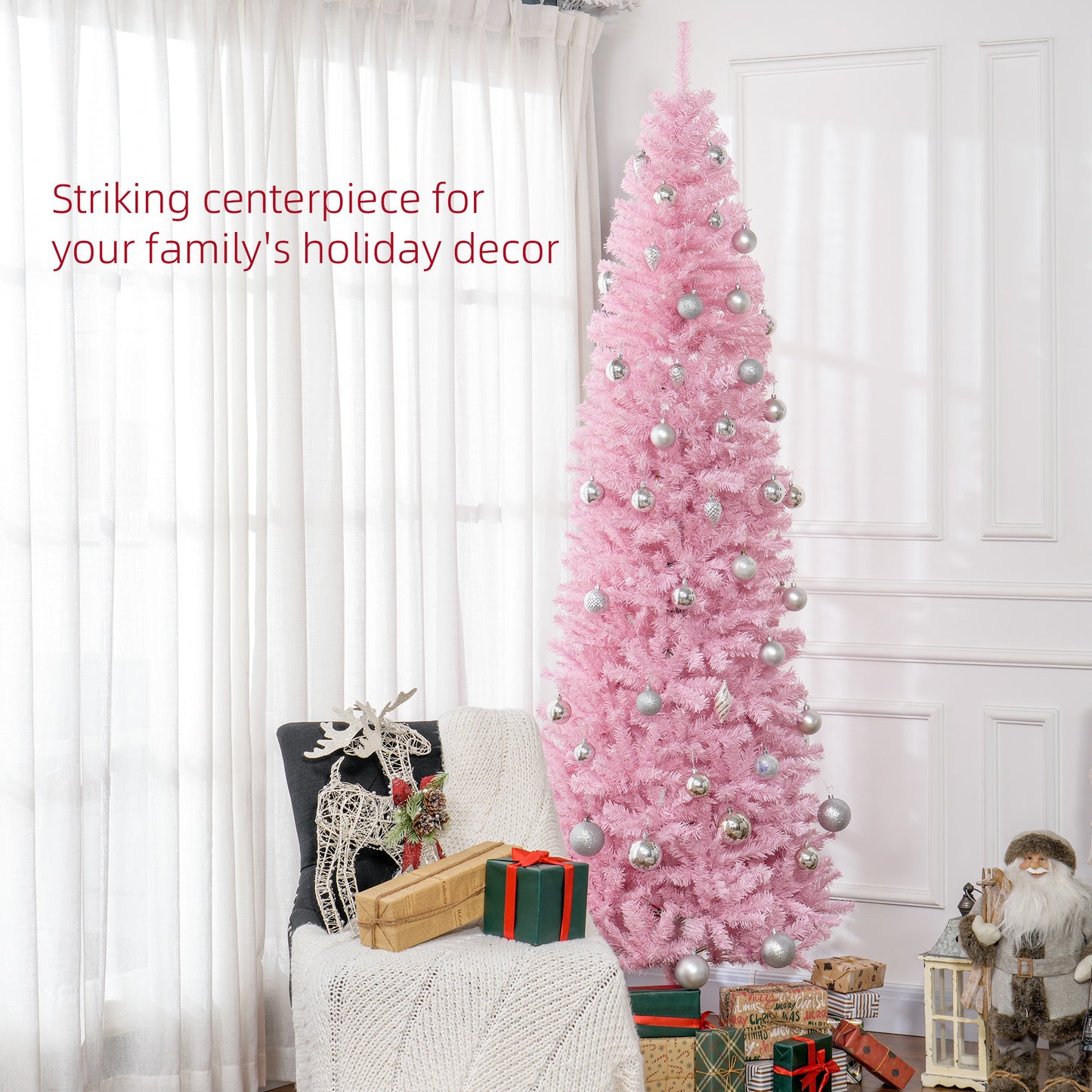 8-Foot Pink Artificial Christmas Tree with 1168 Realistic Branch Tips