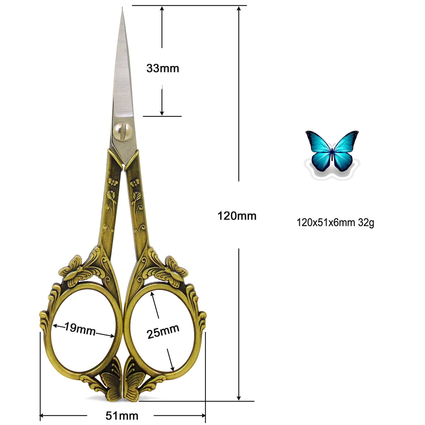 Butterfly Cut Household Scissors - Retro Design for Crafting