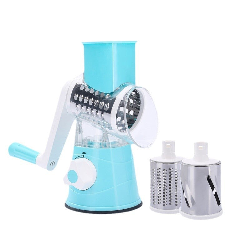 Multi-Functional 3-in-1 Rotary Vegetable Slicer for Kitchen - Blue