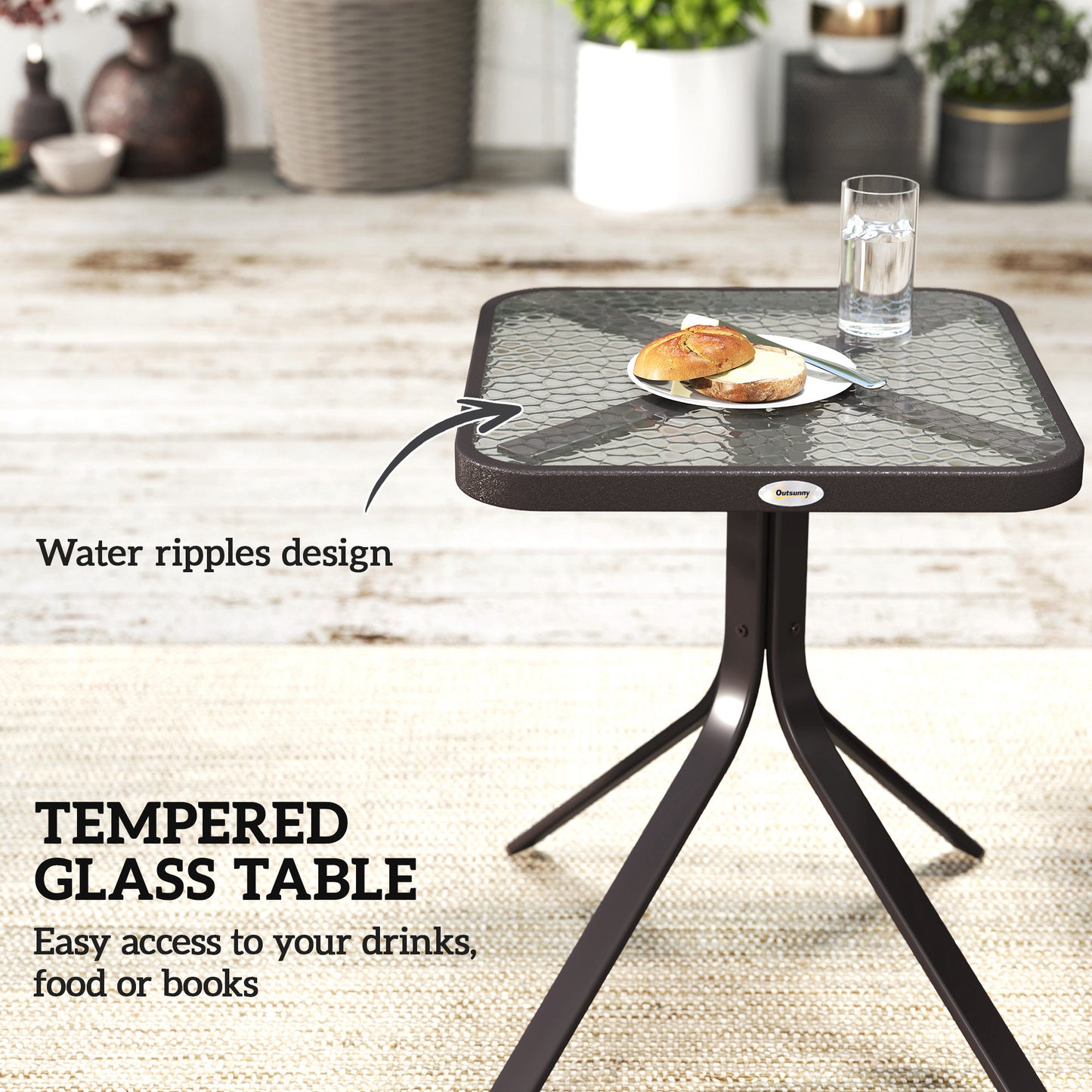 3-Piece Outdoor Glider Chair Set with Glass Coffee Table - Gray