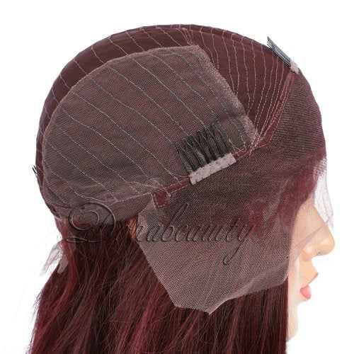 Dorabeauty Short Bob Wigs Color Burgundy #99j Human Hair Lace Front Wigs for Black Women 130% Density 12" Inch Pre Plucked Hairline with Baby Hair