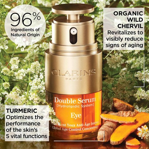 Clarins Double Serum Eye | Anti-Aging Eye Treatment | Visibly Smoothes, Firms, Hydrates and Revitalizes For More Youthful-Looking Eyes In Just 7 Days* | 13 Plant Extracts, Including Turmeric | 0.6 Oz