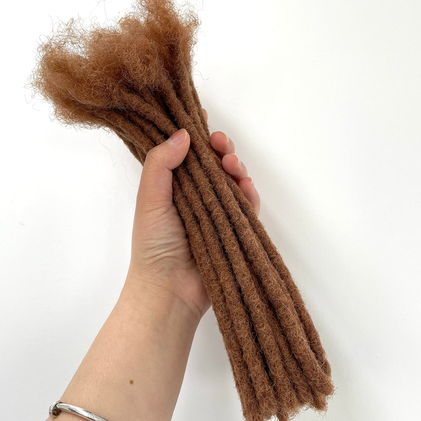 0.6cm #30 Brown 8inch 30 Stands Loc Extensions Human Hair 100% Handmade Permanent Dreadlock Extensions for Man/Women Can Be Dyed and Curled(0.6cm 8inch-30 stands color #30 Brown)