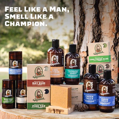 Dr. Squatch Men's Natural Bar Soap, Shampoo, Conditioner, Deodorant, and Accessories - Fresh Falls, Summer Citrus, Coconut Scents - Great Natural Grooming Gift