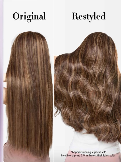 LUVME Invisible Clip in Hair Extensions Real Human Hair, 16 inch 110g 6Pcs, Natural Brown Highlights Human Hair Extensions Clip ins for Women, Natural Seamless Straight Human Hair