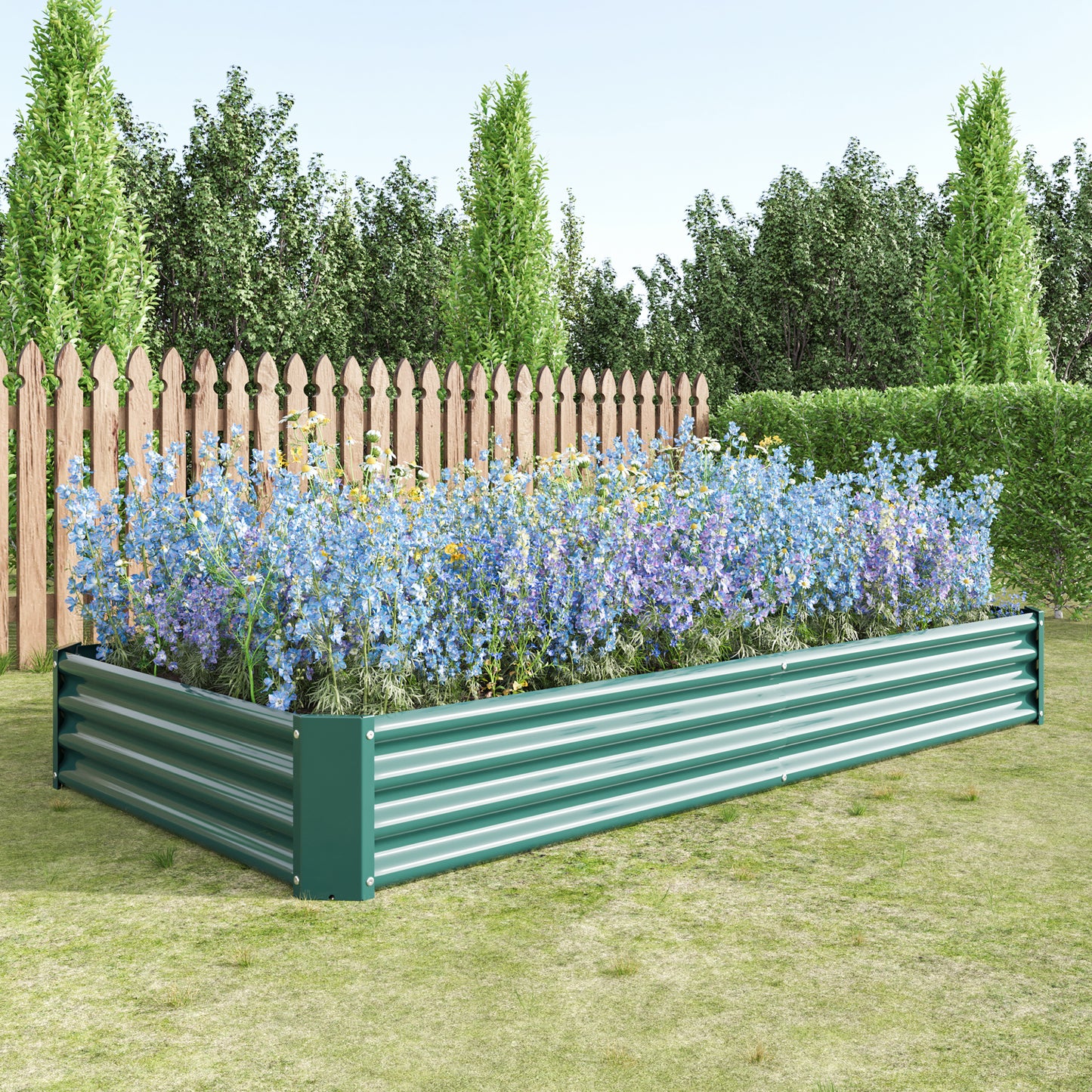 2-Piece Green Metal Raised Garden Planter Bed - 7.6' x 3.7'