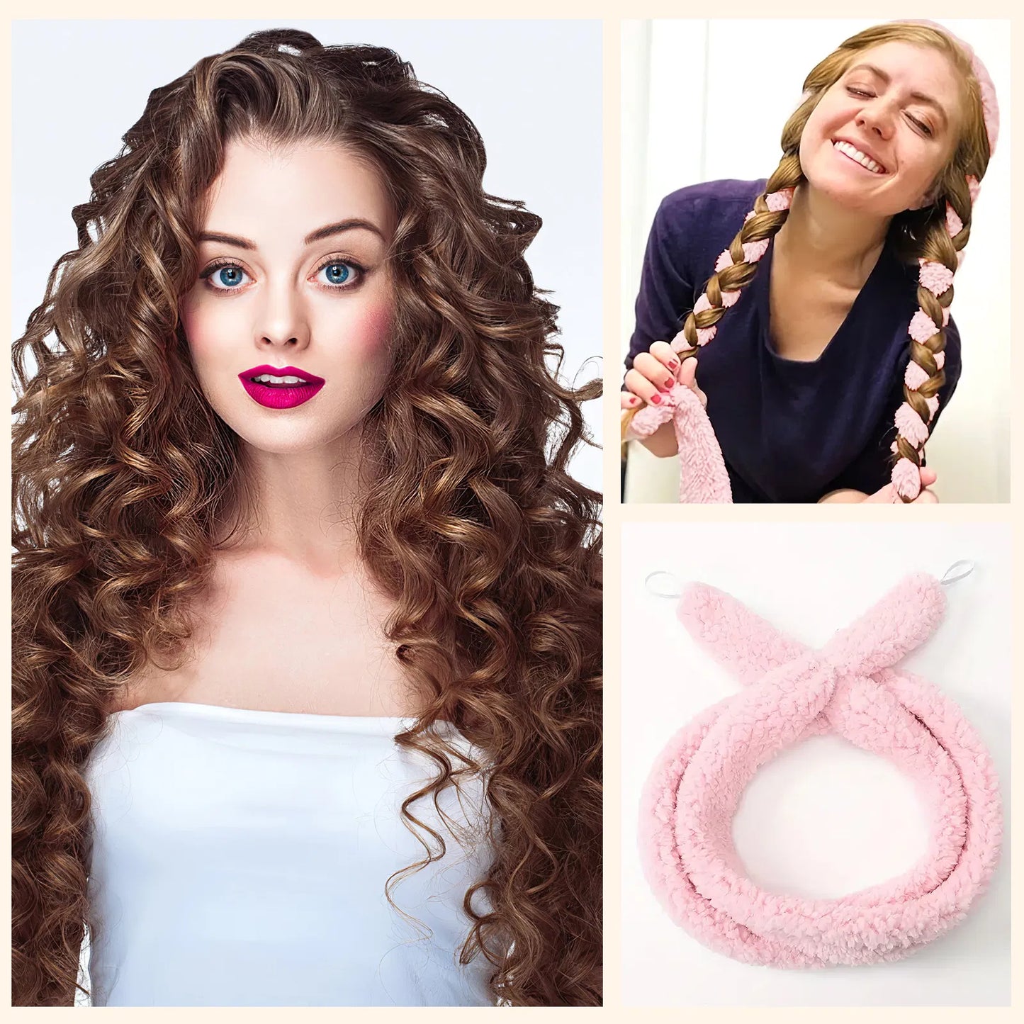 Satin Heatless Hair Curler Set - Overnight Natural Wave Styling Tool