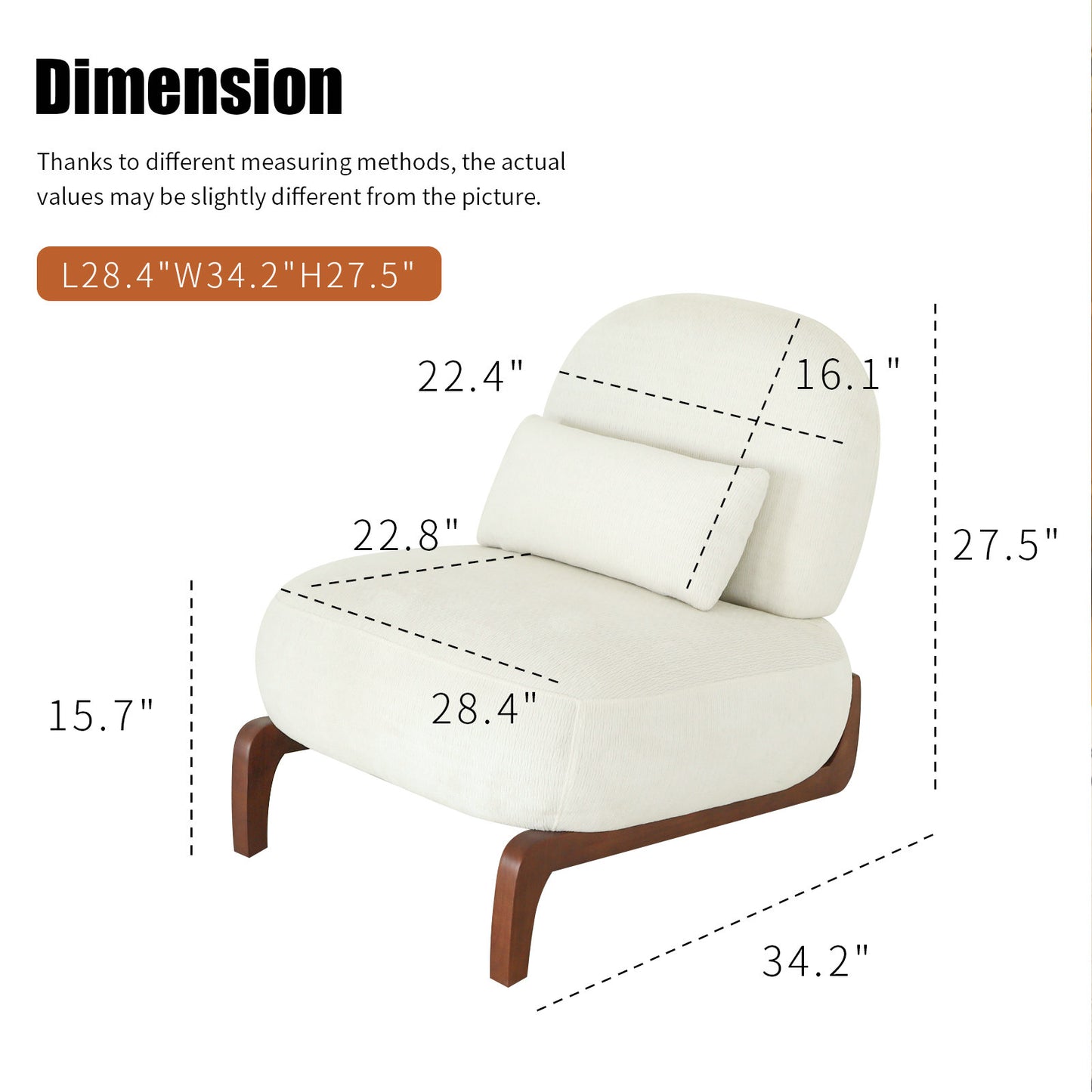Cozy White Accent Chair with Solid Wood Legs - Set of 2