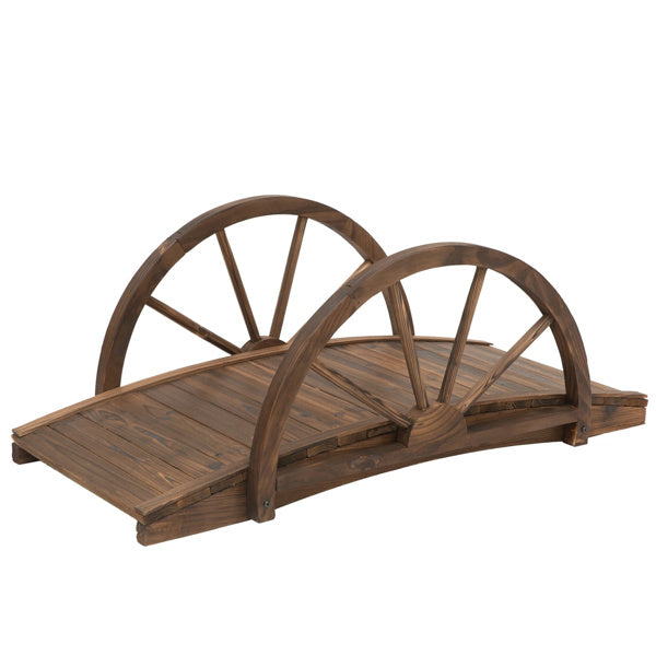 Wooden Garden Bridge 3.3ft Outdoor Arched Footbridge with Weather-Resistant Fir Wood