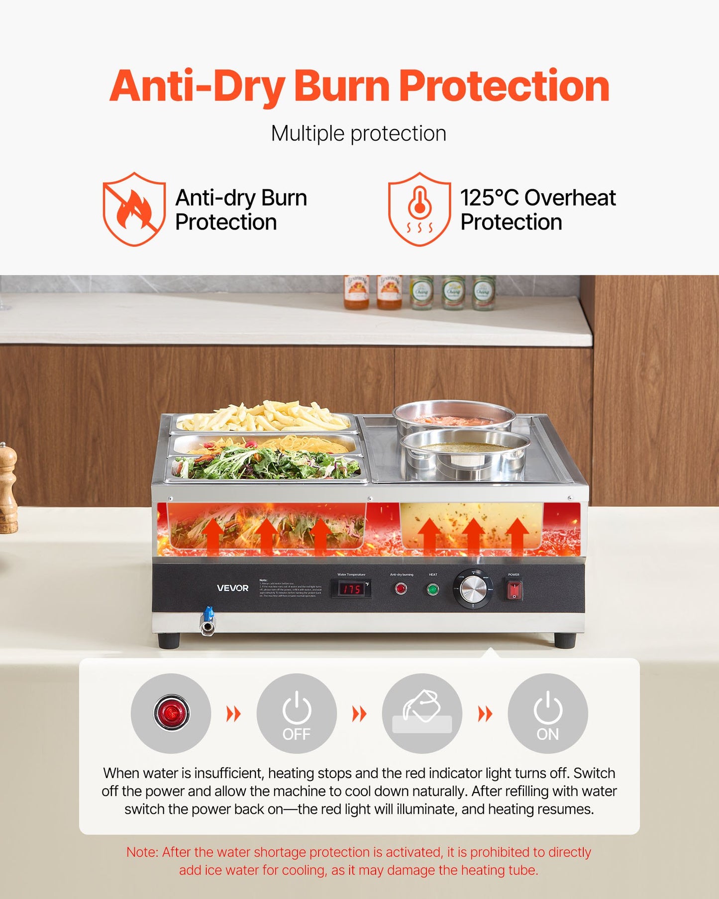 Commercial Soup Warmer Station with 2 Pots & 3 Pans - Silver