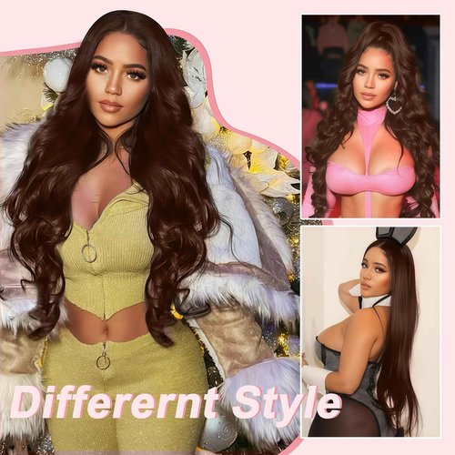 MIGURA Chocolate Brown Human Hair Wig 200 Density Body Wave 13x4 HD Lace Frontal Wigs Human Hair Pre Plucked with Baby Hair Chocolate Brown Lace Front Wig Glueless Wigs for Women 20 Inch
