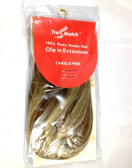 Tressmatch® 20"-22" Remy Human Hair Thick to Ends Clip in Extensions Brown Blonde Highlights (Color #12/613) 9 Pieces(pcs) Full Head [Set Weight:4.4s/125grams …