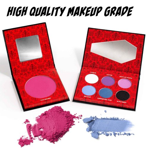 Rubies Officially Licensed Elvira Makeup Kit - Complete Makeup Set Eyeshadow Palette, Lipstick, Lip Gloss, Black Eyeliner, Blush, Makeup Bag, Premium Halloween Make Up for Adults Costume Makeup Kit