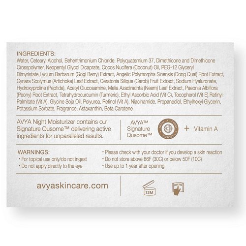 AVYA Night Moisturizer (1.7oz) - Advanced Ayurvedic Skincare/Retinol Cream with Antioxidants/Reduces Fine Lines and Wrinkles