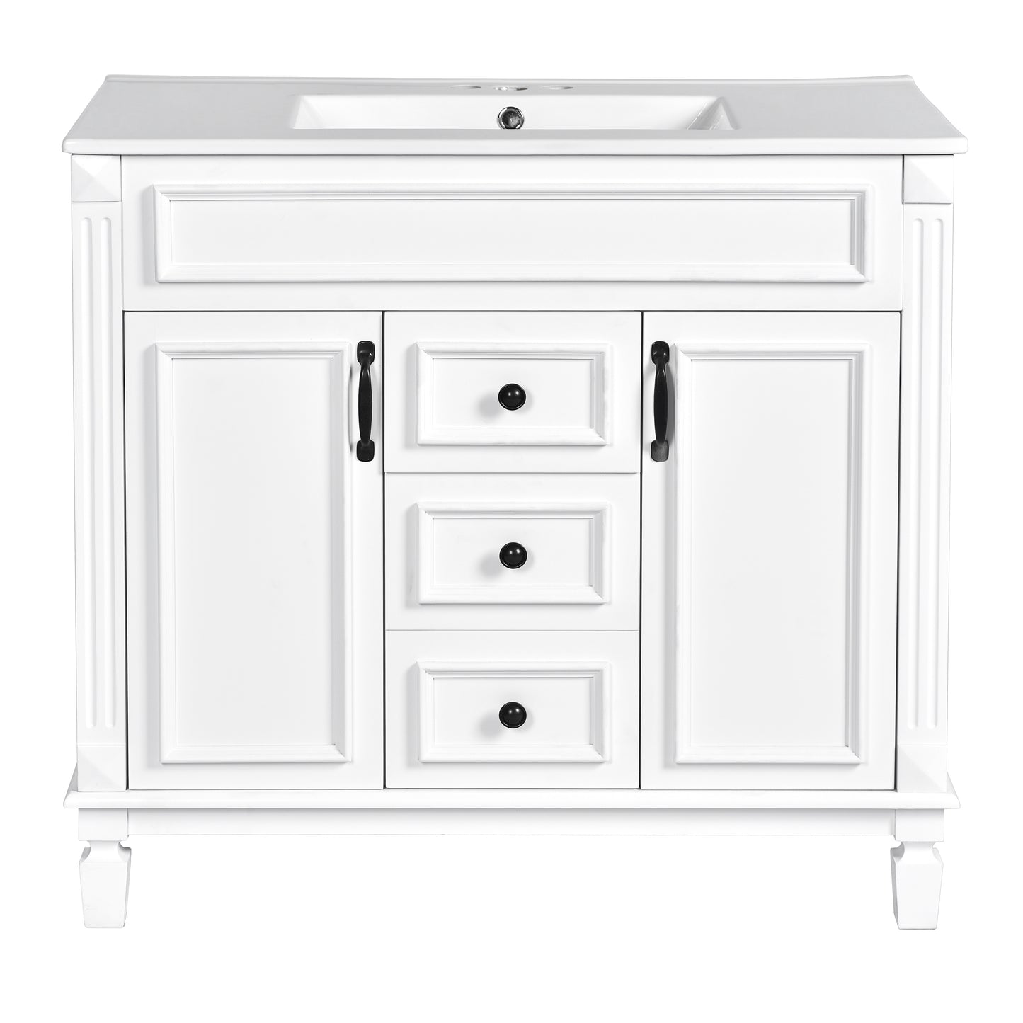 36-Inch Modern Bathroom Vanity with Sink & Storage Cabinet - White