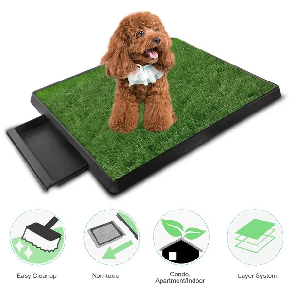 Indoor Dog Potty Grass Pad with 3-Layer Relief System - Reusable Pet Toilet