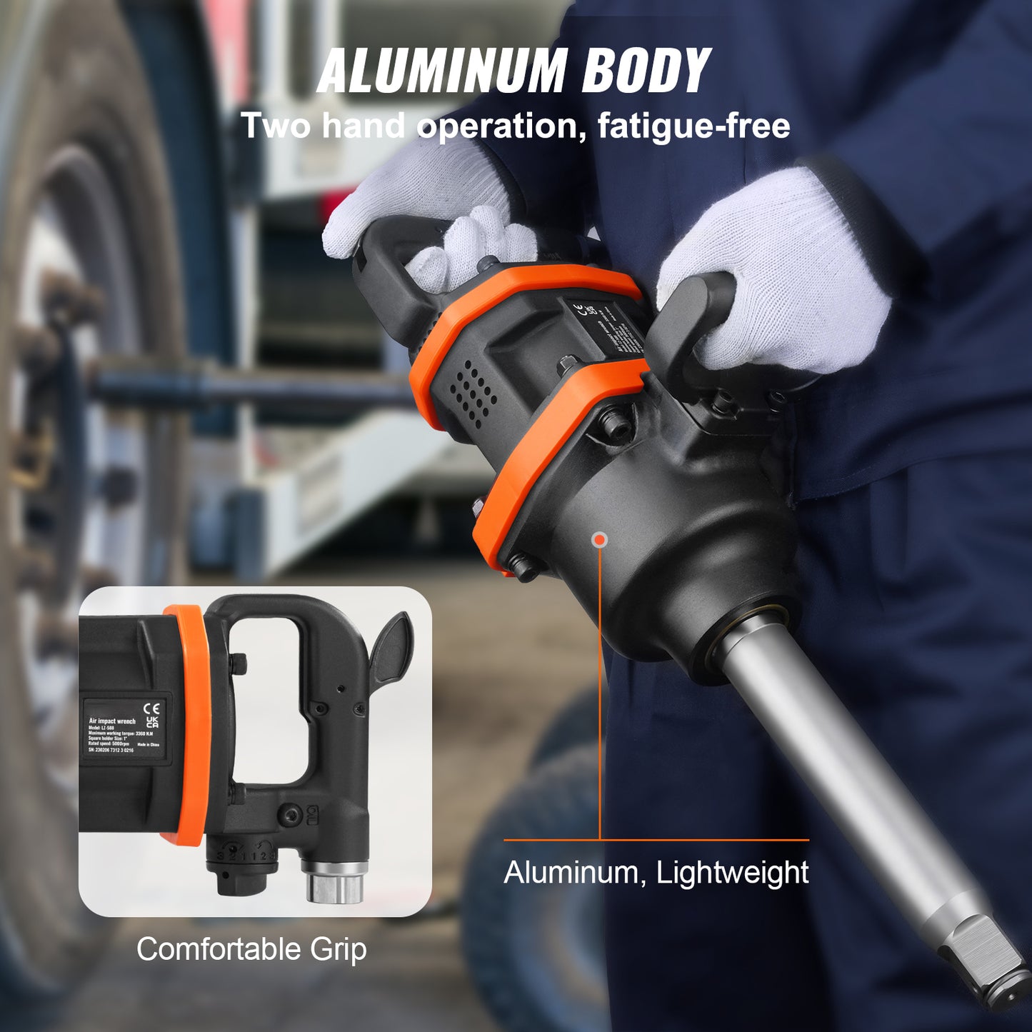 Impact Wrench 1 Inch Air Pneumatic Power Tool 3160 Ft-Lbs High Torque