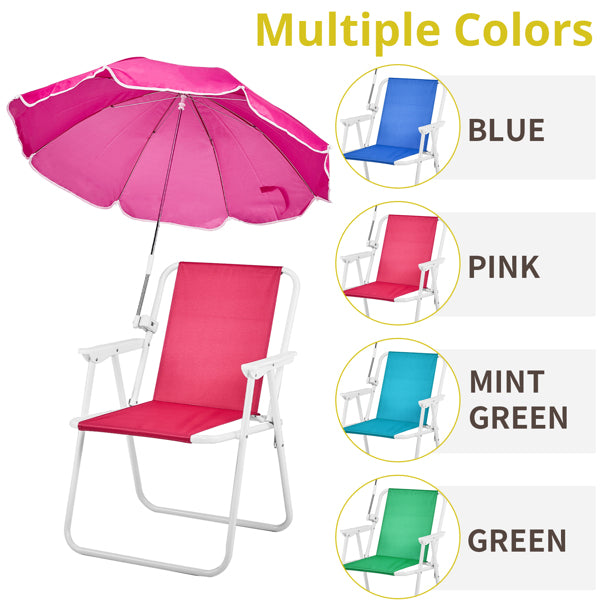 Folding Beach Chair with Umbrella - Lightweight, Portable, 265lbs Capacity