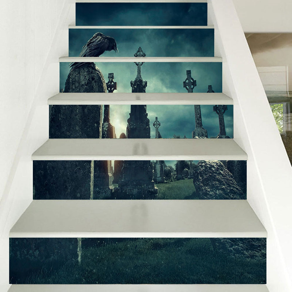 Halloween 3D Waterproof Stair Wall Stickers - 6pcs Set